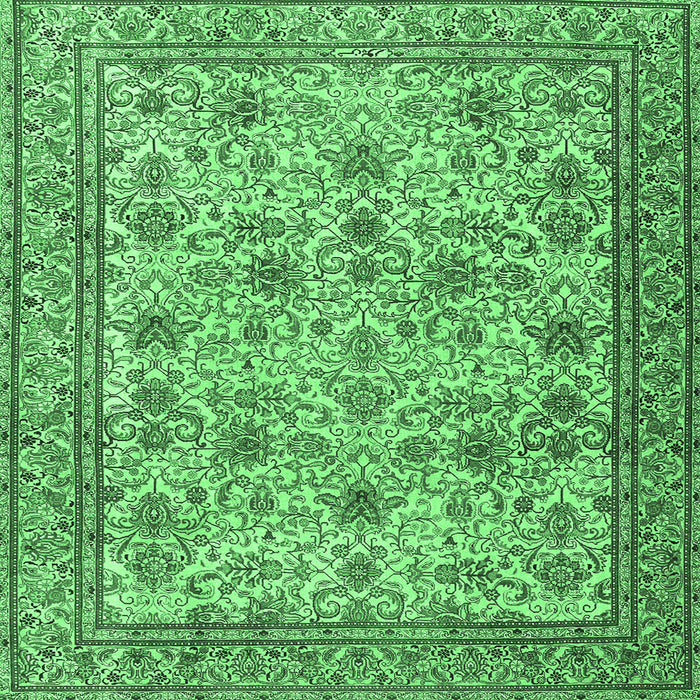 Square Persian Emerald Green Traditional Rug, tr4433emgrn