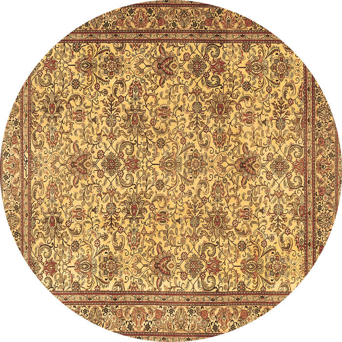 Round Persian Brown Traditional Rug, tr4433brn