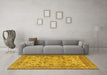 Machine Washable Persian Yellow Traditional Rug in a Living Room, wshtr4433yw