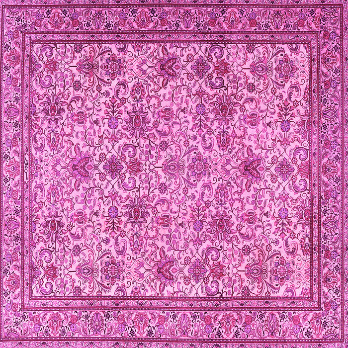 Square Machine Washable Persian Pink Traditional Rug, wshtr4433pnk