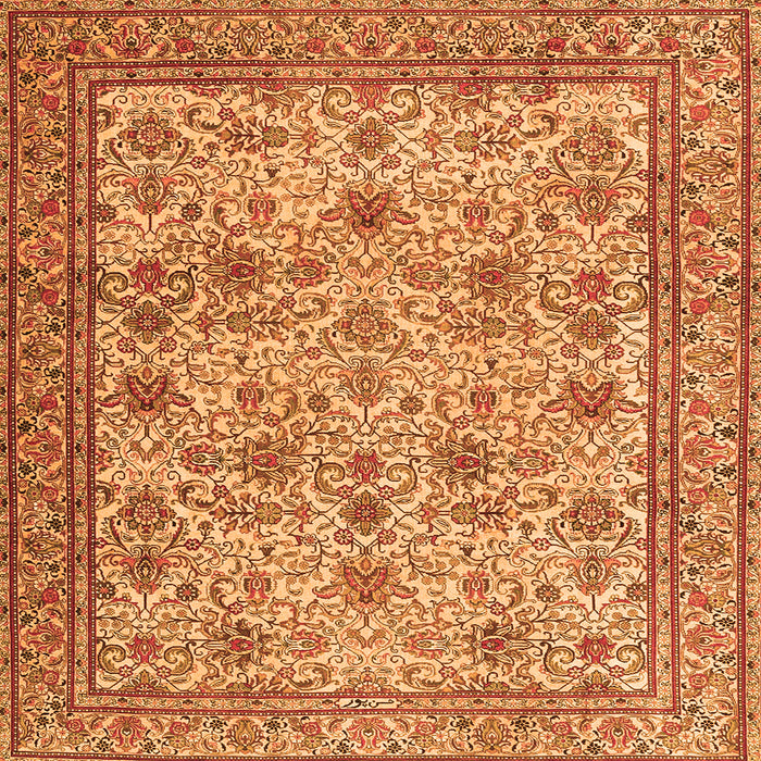 Round Machine Washable Persian Orange Traditional Area Rugs, wshtr4433org