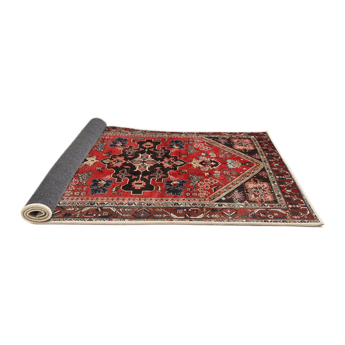 Sideview of Traditional Saffron Red Persian Rug, tr4434