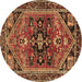 Round Persian Brown Traditional Rug, tr4434brn