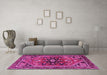 Machine Washable Persian Pink Traditional Rug in a Living Room, wshtr4434pnk