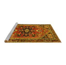 Sideview of Machine Washable Persian Yellow Traditional Rug, wshtr4434yw