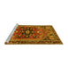 Sideview of Machine Washable Persian Yellow Traditional Rug, wshtr4434yw