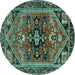 Round Persian Turquoise Traditional Rug, tr4434turq