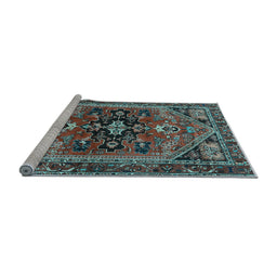 Sideview of Machine Washable Persian Light Blue Traditional Rug, wshtr4434lblu