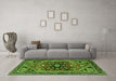 Machine Washable Persian Green Traditional Area Rugs in a Living Room,, wshtr4434grn