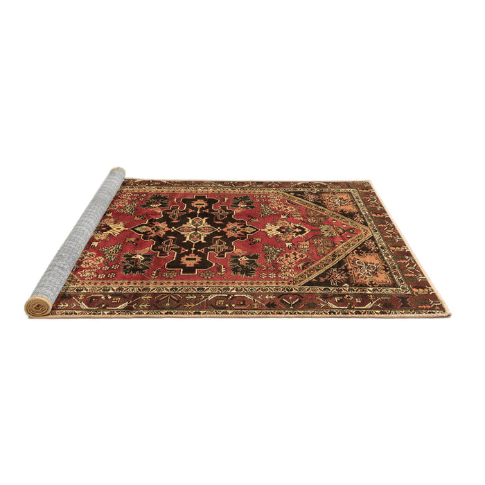 Sideview of Machine Washable Persian Brown Traditional Rug, wshtr4434brn