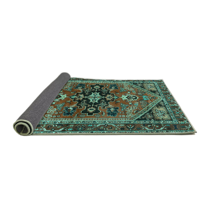 Sideview of Persian Turquoise Traditional Rug, tr4434turq