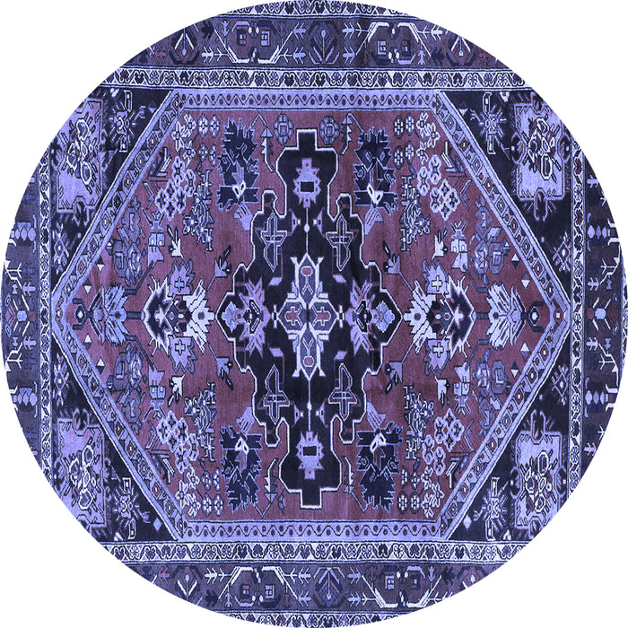 Round Persian Blue Traditional Rug, tr4434blu
