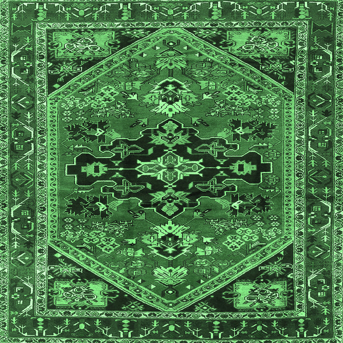 Square Persian Emerald Green Traditional Rug, tr4434emgrn