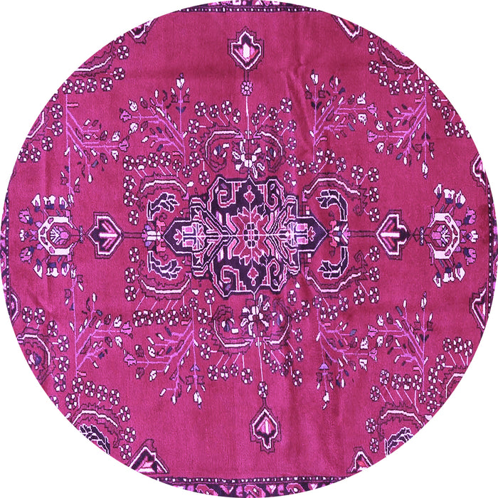 Round Machine Washable Persian Purple Traditional Area Rugs, wshtr4435pur