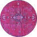 Round Machine Washable Persian Purple Traditional Area Rugs, wshtr4435pur