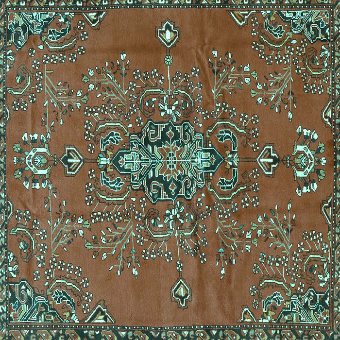 Square Machine Washable Persian Turquoise Traditional Area Rugs, wshtr4435turq
