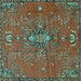 Square Machine Washable Persian Turquoise Traditional Area Rugs, wshtr4435turq