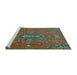 Sideview of Machine Washable Persian Turquoise Traditional Area Rugs, wshtr4435turq