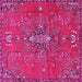 Square Machine Washable Persian Pink Traditional Rug, wshtr4435pnk