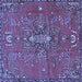 Square Machine Washable Persian Blue Traditional Rug, wshtr4435blu