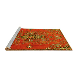 Sideview of Machine Washable Persian Yellow Traditional Rug, wshtr4435yw