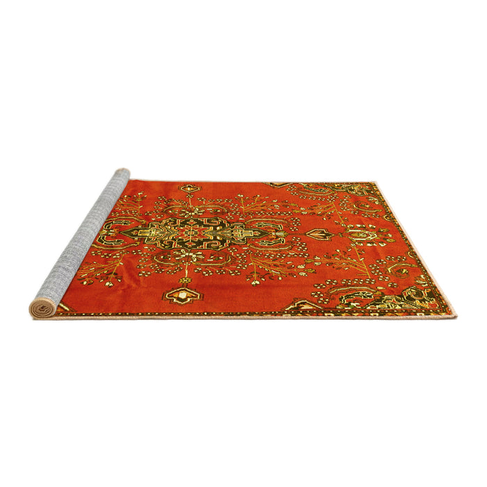 Sideview of Machine Washable Persian Yellow Traditional Rug, wshtr4435yw