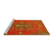 Sideview of Machine Washable Persian Yellow Traditional Rug, wshtr4435yw