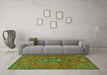 Machine Washable Persian Green Traditional Area Rugs in a Living Room,, wshtr4435grn