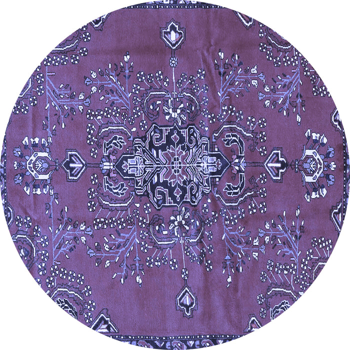 Round Machine Washable Persian Blue Traditional Rug, wshtr4435blu