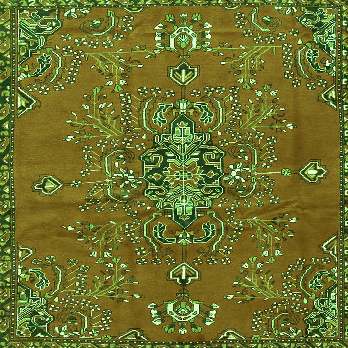 Round Machine Washable Persian Green Traditional Area Rugs, wshtr4435grn