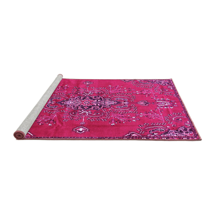 Sideview of Machine Washable Persian Pink Traditional Rug, wshtr4435pnk