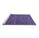 Sideview of Machine Washable Persian Blue Traditional Rug, wshtr4435blu