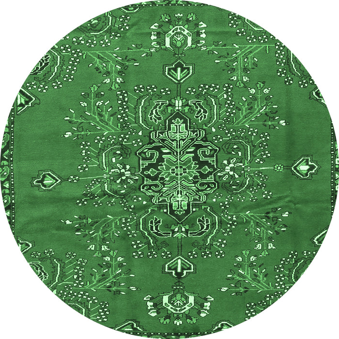 Round Persian Emerald Green Traditional Rug, tr4435emgrn