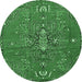Round Persian Emerald Green Traditional Rug, tr4435emgrn