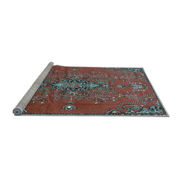 Sideview of Machine Washable Persian Light Blue Traditional Rug, wshtr4435lblu