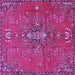 Square Machine Washable Persian Purple Traditional Area Rugs, wshtr4435pur