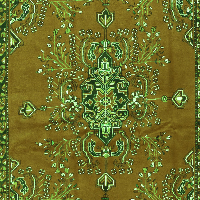 Serging Thickness of Machine Washable Persian Green Traditional Area Rugs, wshtr4435grn