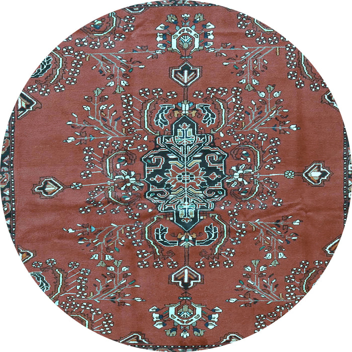 Round Machine Washable Persian Light Blue Traditional Rug, wshtr4435lblu