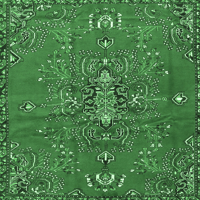 Square Machine Washable Persian Emerald Green Traditional Area Rugs, wshtr4435emgrn