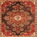 Serging Thickness of Medallion Orange Traditional Rug, tr4436org