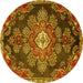 Round Medallion Yellow Traditional Rug, tr4436yw