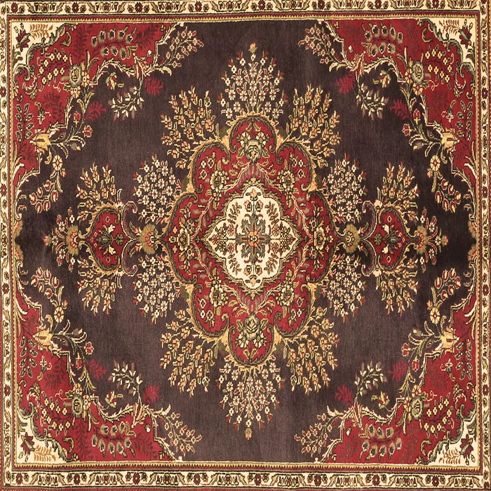 Square Machine Washable Medallion Brown Traditional Rug, wshtr4436brn