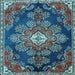 Square Medallion Light Blue Traditional Rug, tr4436lblu