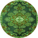 Square Medallion Green Traditional Rug, tr4436grn