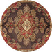 Round Medallion Brown Traditional Rug, tr4436brn