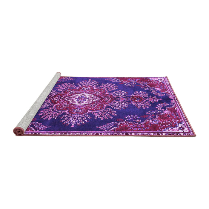 Sideview of Machine Washable Medallion Purple Traditional Area Rugs, wshtr4436pur
