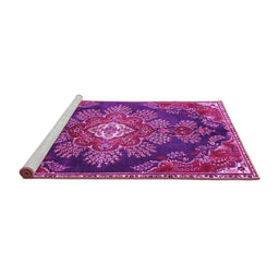 Sideview of Machine Washable Medallion Pink Traditional Rug, wshtr4436pnk