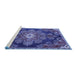 Sideview of Machine Washable Medallion Blue Traditional Rug, wshtr4436blu