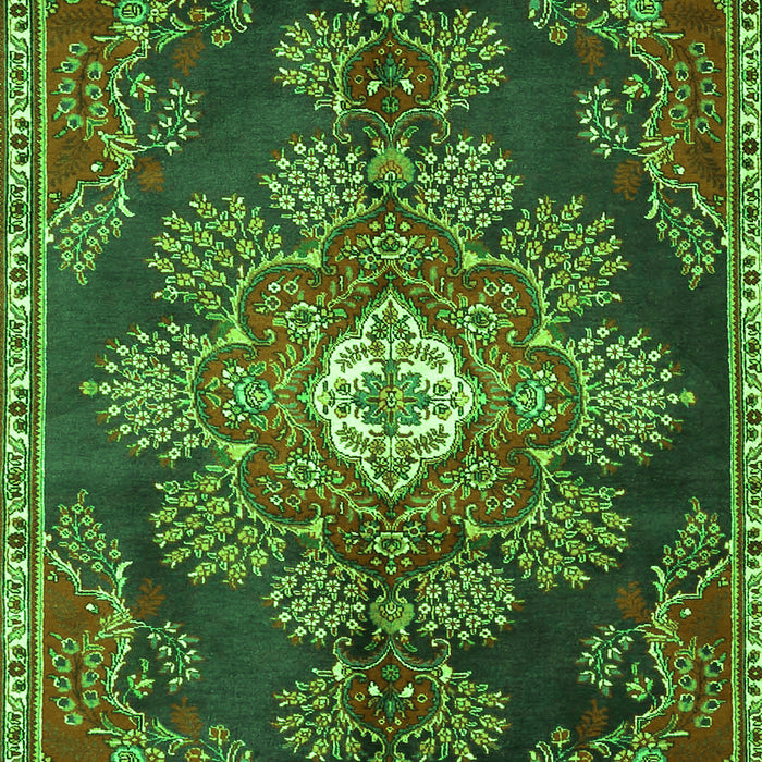 Serging Thickness of Machine Washable Medallion Green Traditional Area Rugs, wshtr4436grn