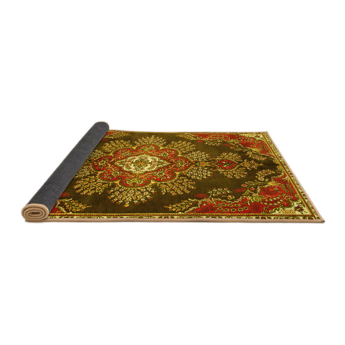 Sideview of Medallion Yellow Traditional Rug, tr4436yw